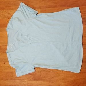 L.L. Bean light blue splitneck short sleeve top. XL. Like new.